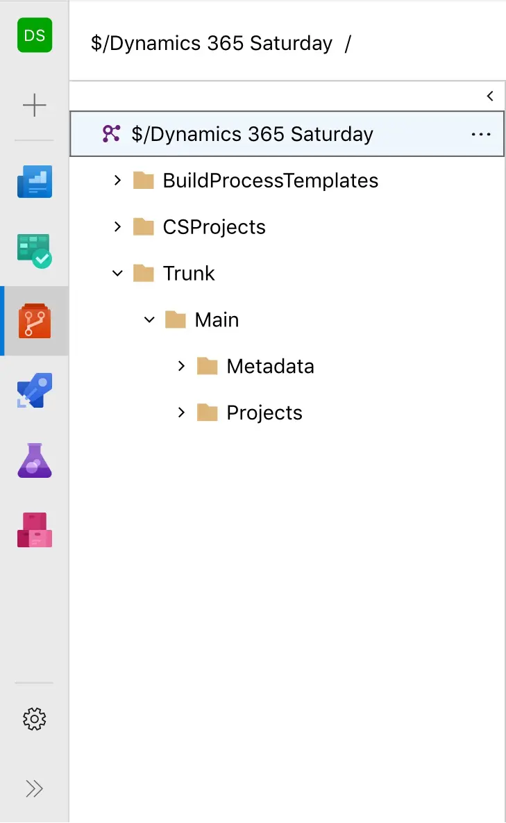 Carpetas en proyecto de Azure DevOps