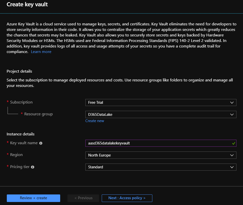 Configurar la exportación de Entity Store a Azure Data Lake 7