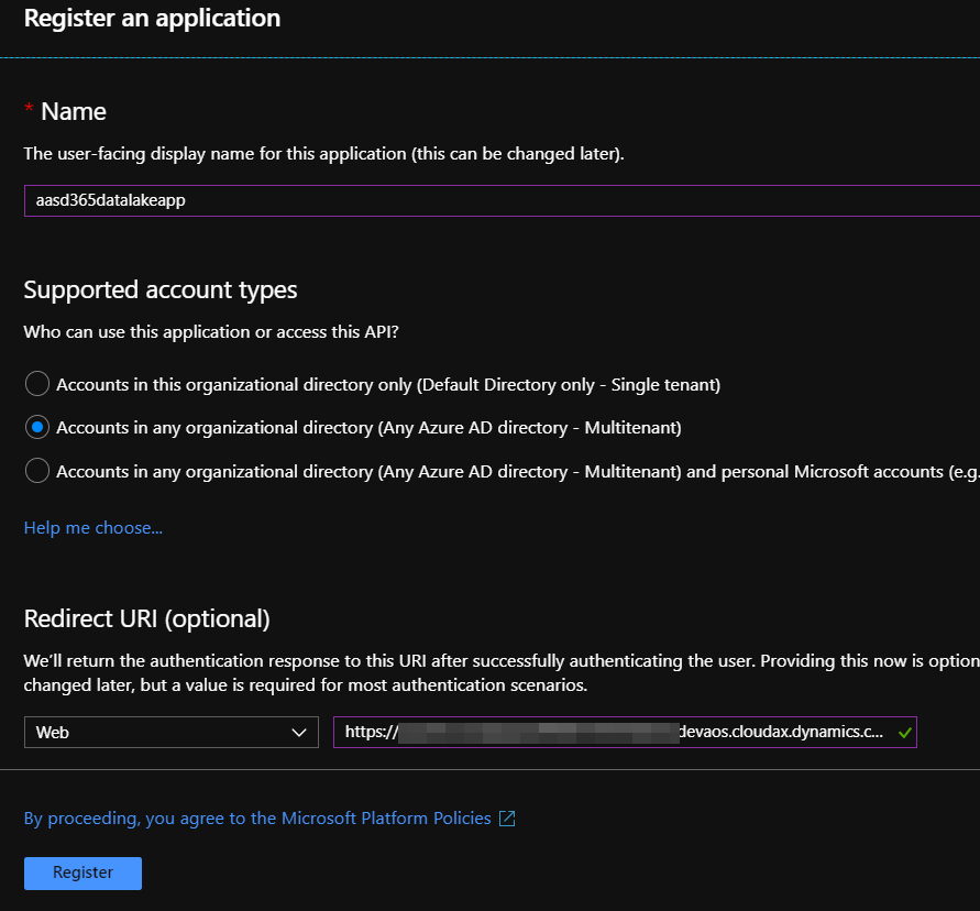 Configurar la exportación de Entity Store a Azure Data Lake 9