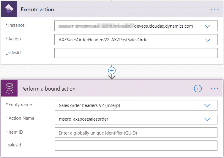 Virtual entities OData action