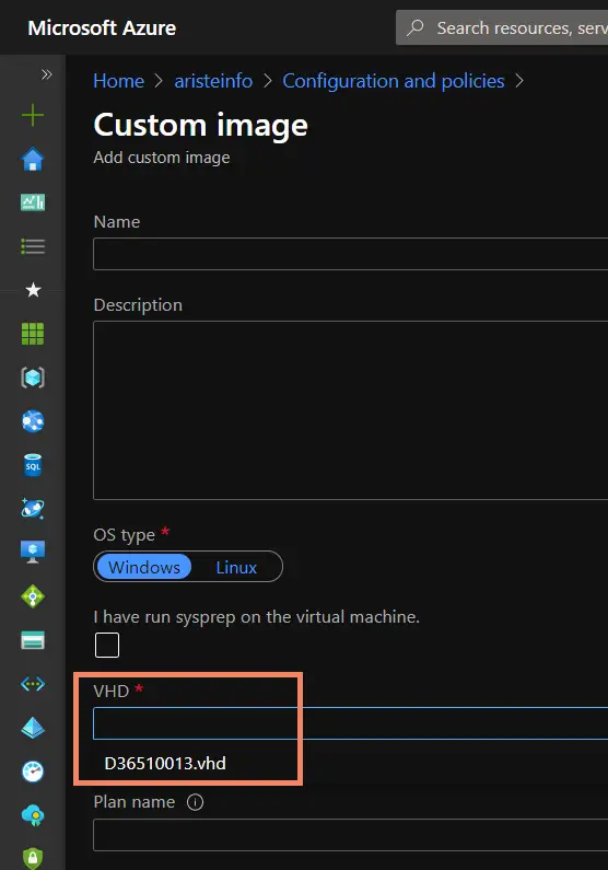 DevTest Labs custom image