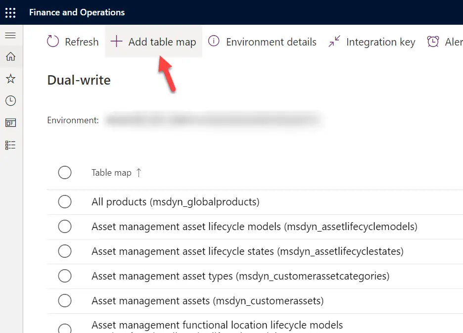 Dynamics 365 Dual-write add table map