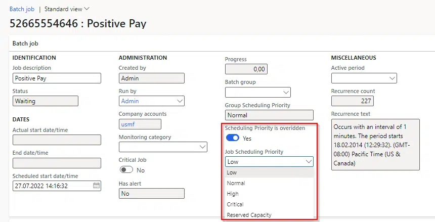 Scheduling priority override