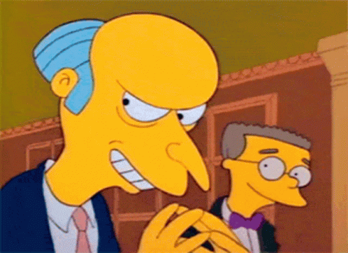 El Sr. Burns regocijándose ante la idea de más gasto de Azure