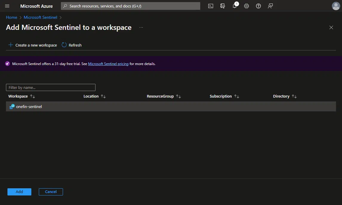 Añadir Microsoft Sentinel a un workspace de Log Analytics