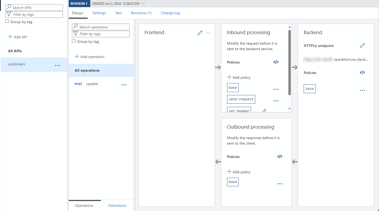 APIM instance with the customer API