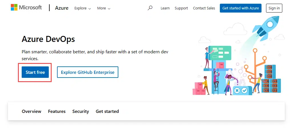 Azure DevOps main page