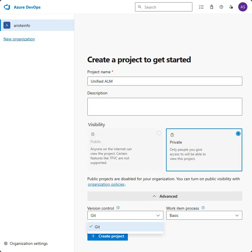 Create an Azure DevOps project