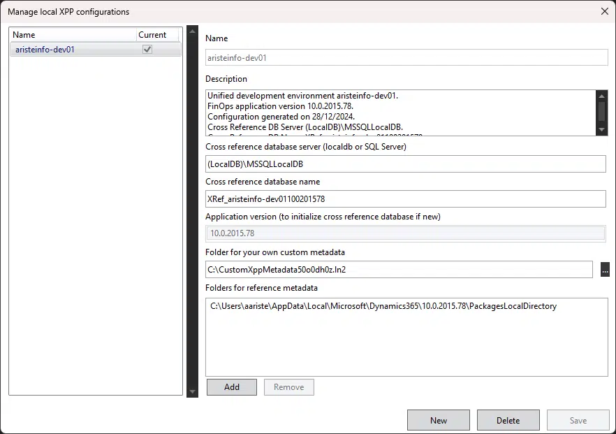 Local XPP config