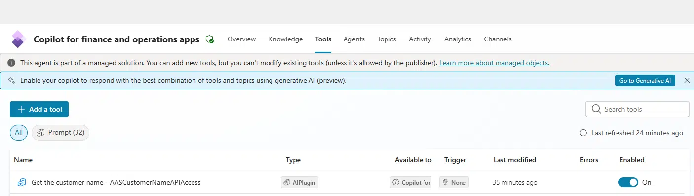 X++ AI tool in Copilot Studio