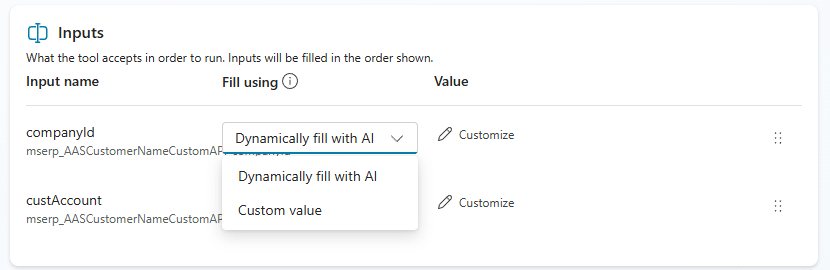Input values