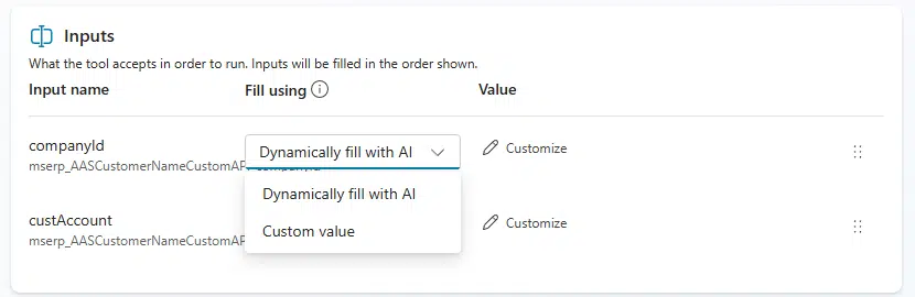 Input values