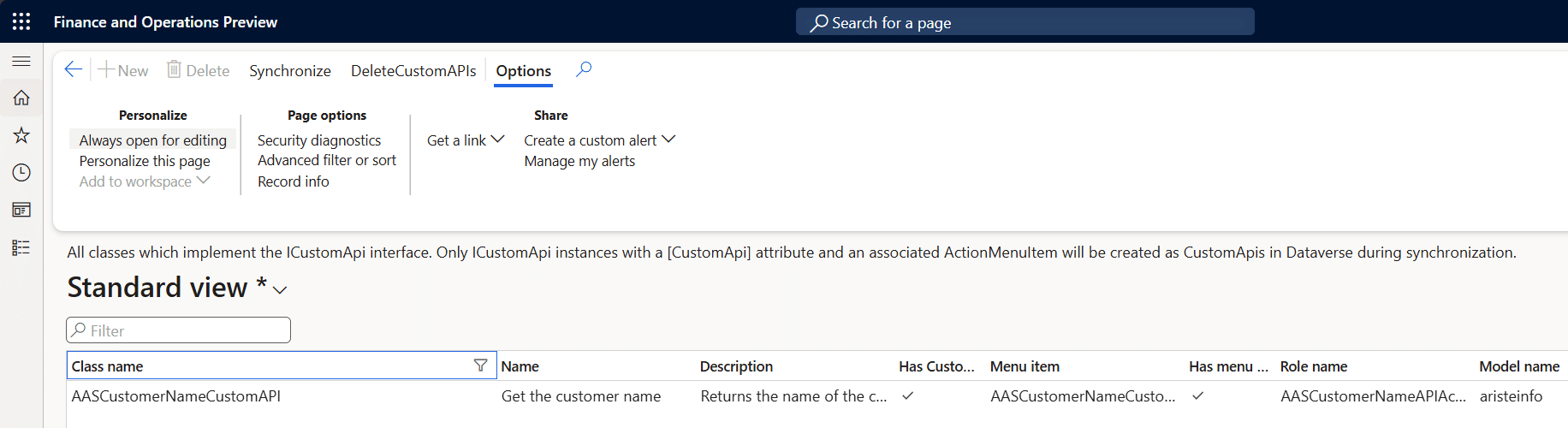 Custom API created