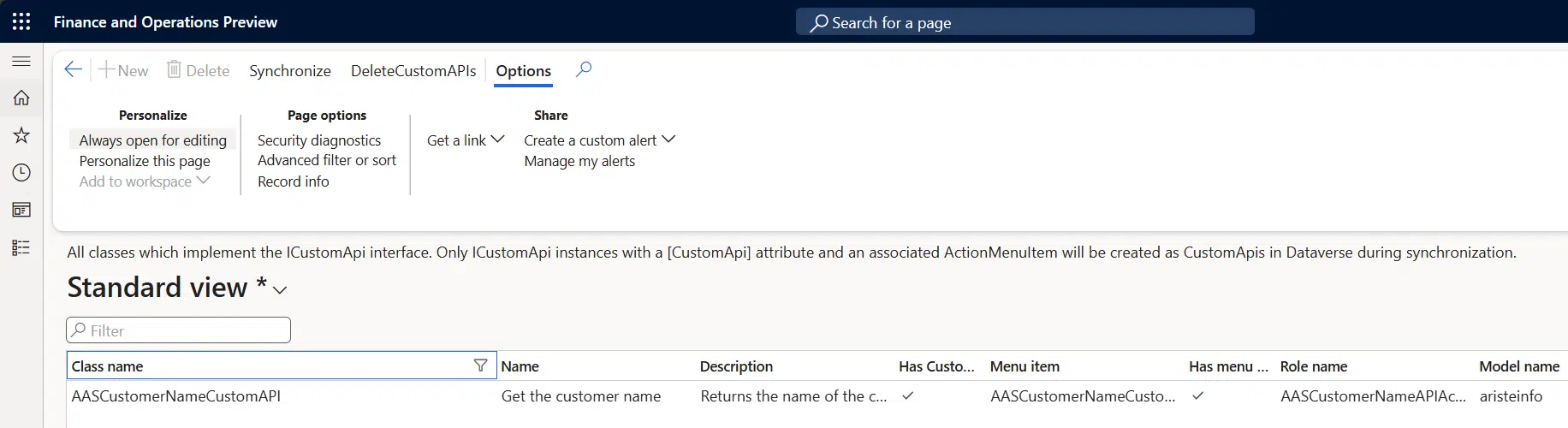 Custom API created