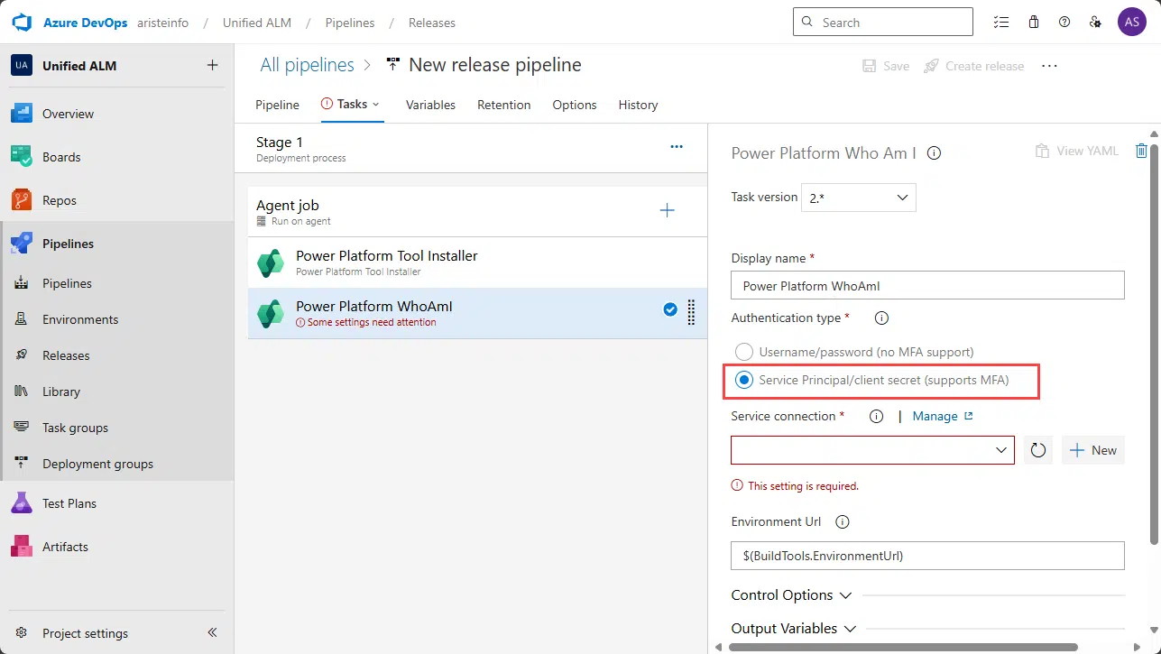 Use the service principal