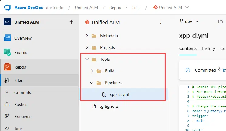 Add YAML file to Pipelines